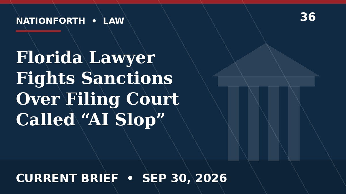 Florida Lawyer Fights Sanctions Over Filing Court Called “AI Slop”